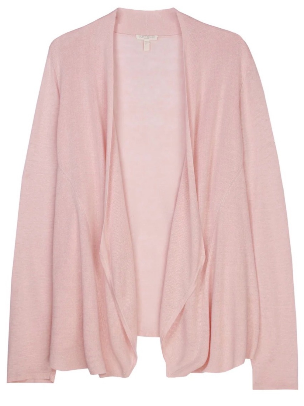 Eileen Fisher Lightweight Fine Gauge Organic Linen Light Pink Open Cardigan, M